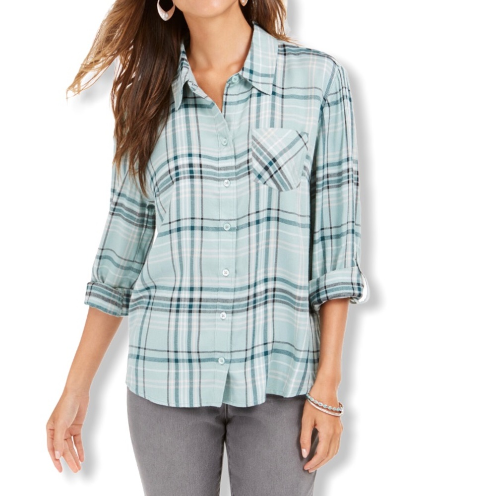 Style & Co Plaid One-Pocket Shirt